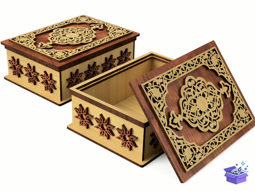 Lazer Kesim Takı Aksesuar Kutu İn Oriental Style - Lazer Kesim ve Çizim Dosyası (SVG, DXF, EPS, PNG) - detaylı önizleme 3
