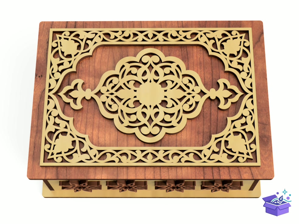 Lazer Kesim Takı Aksesuar Kutu İn Oriental Style - Lazer Kesim ve Çizim Dosyası (SVG, DXF, EPS, PNG) - detaylı önizleme 5