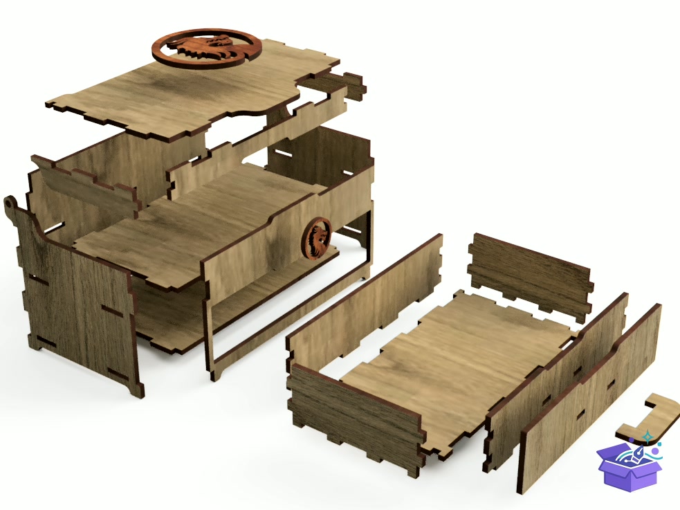 Lazer Kesim Board Games Kutu Or Takı Aksesuar Kutu - Lazer Kesim ve Çizim Dosyası (SVG, DXF, EPS, PNG) - detaylı önizleme 5