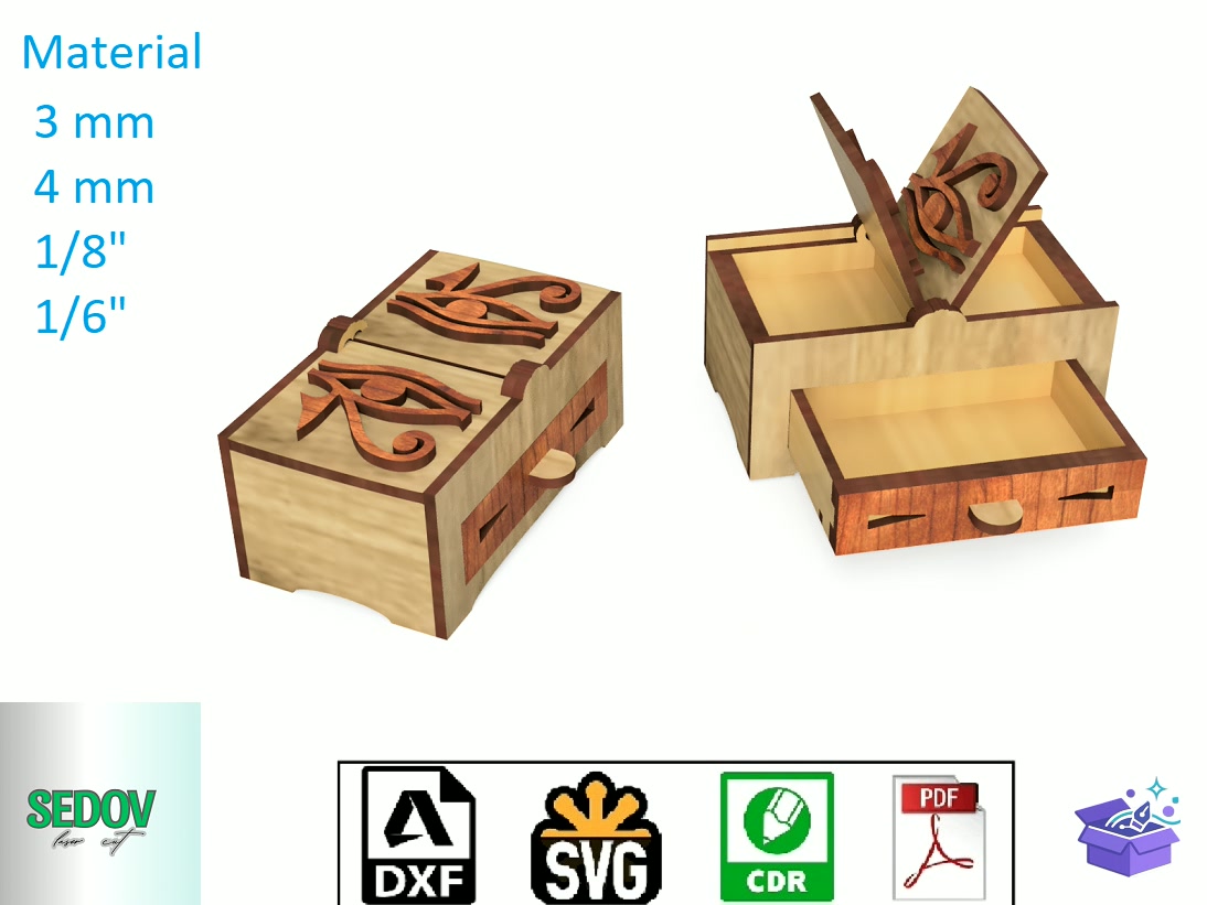Lazer Kesim Kutu Şablon For Board Games - Lazer Kesim ve Çizim Dosyası (SVG, DXF, EPS, PNG) - detaylı önizleme 6