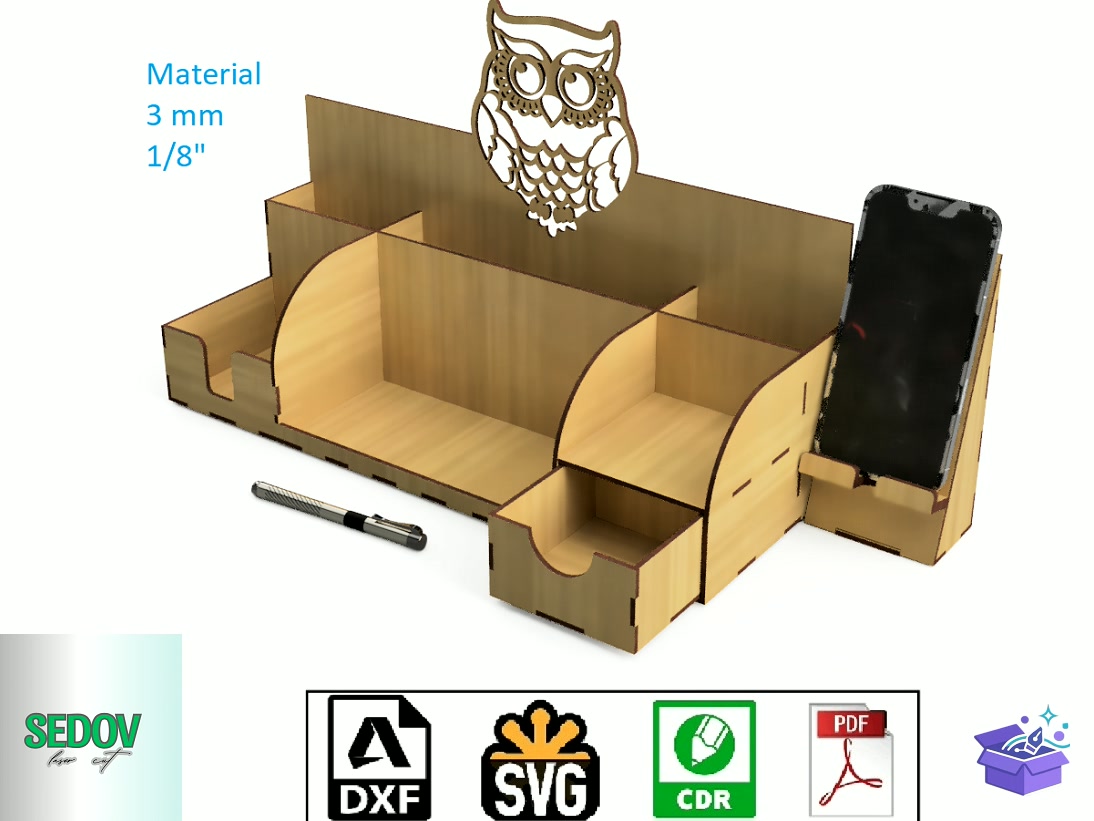 Lazer Kesim School Pencil Organizer Or Pen - Lazer Kesim ve Çizim Dosyası (SVG, DXF, EPS, PNG) - Lazer Kesim Dosyaları İndir (DXF, SVG, CDR)