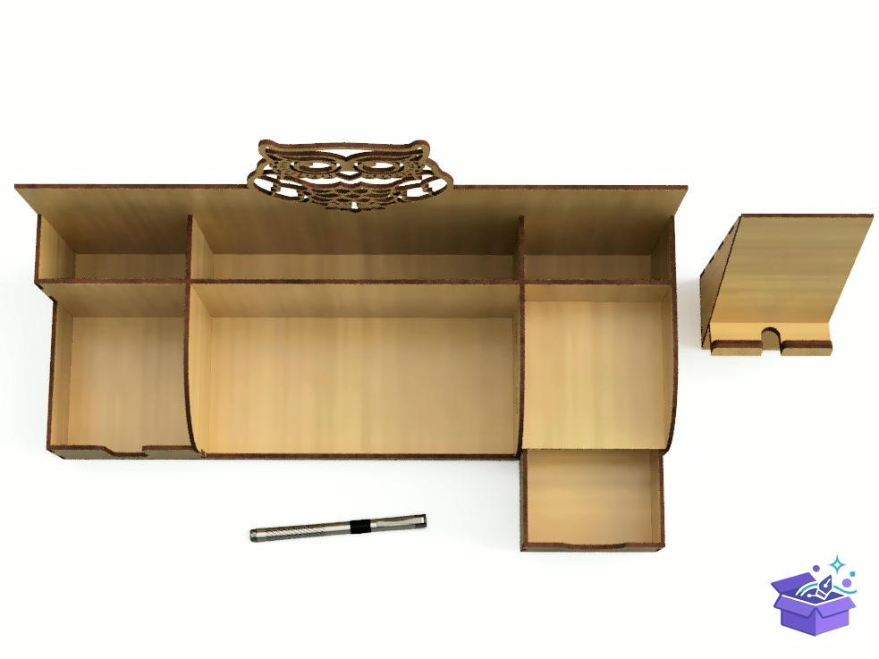 Lazer Kesim School Pencil Organizer Or Pen - Lazer Kesim ve Çizim Dosyası (SVG, DXF, EPS, PNG) - detaylı önizleme 4
