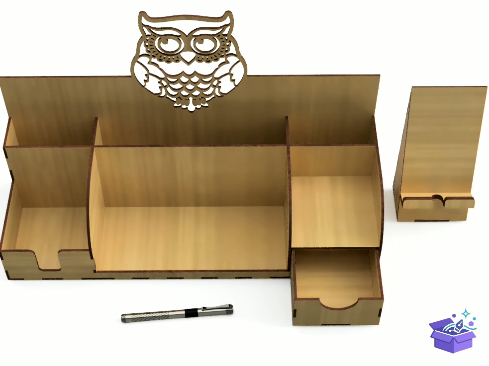 Lazer Kesim School Pencil Organizer Or Pen - Lazer Kesim ve Çizim Dosyası (SVG, DXF, EPS, PNG) - detaylı önizleme 5