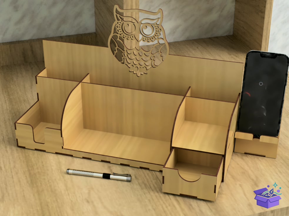 Lazer Kesim School Pencil Organizer Or Pen - Lazer Kesim ve Çizim Dosyası (SVG, DXF, EPS, PNG) - detaylı önizleme 6