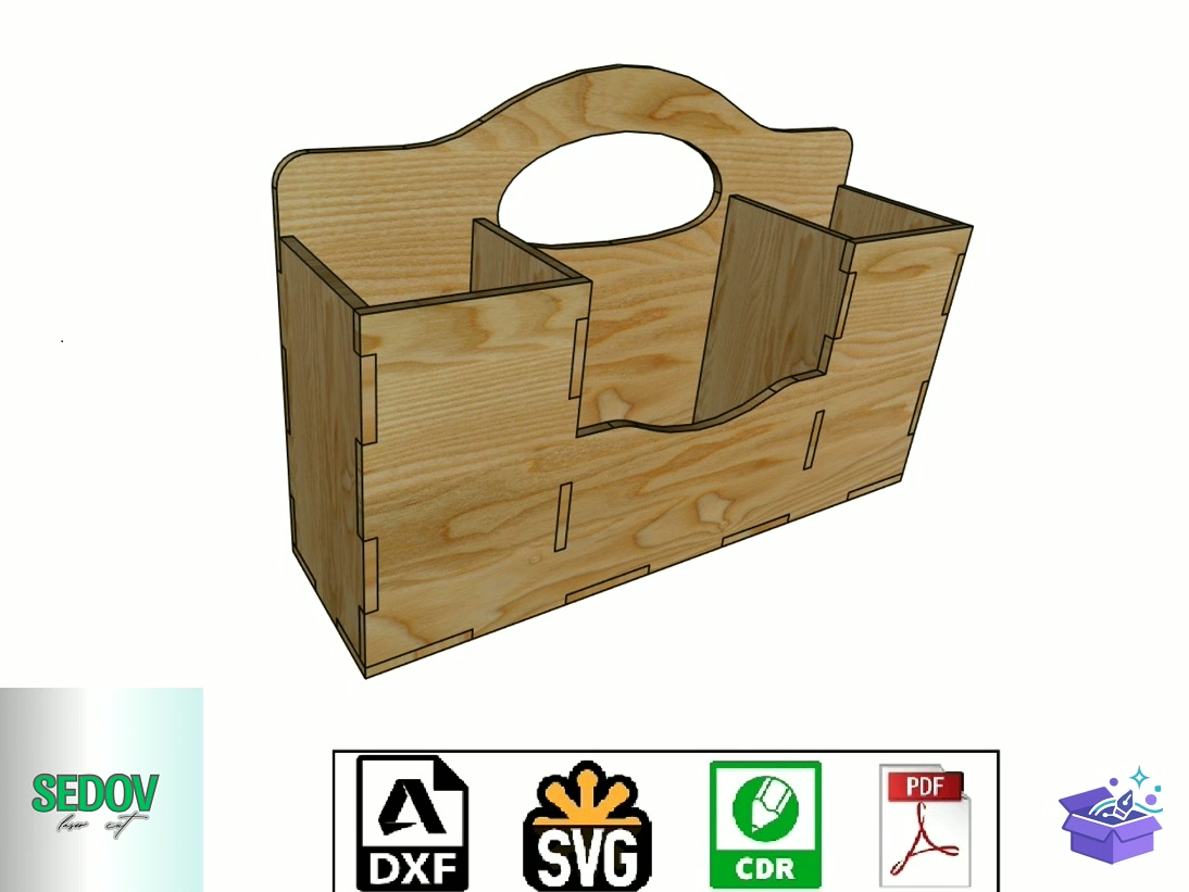 Lazer Kesim Mutfak Organizer With Handle - Lazer Kesim ve Çizim Dosyası (SVG, DXF, EPS, PNG) - detaylı önizleme 4