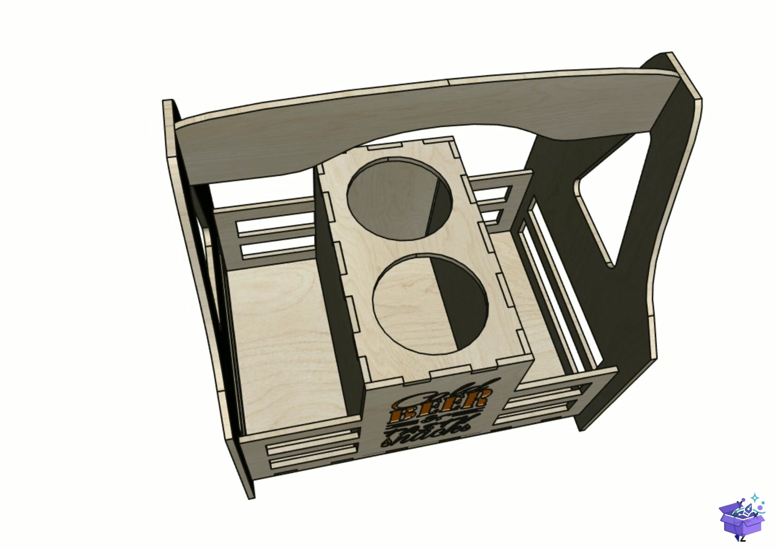 Lazer Kesim Şablon Portable Beer Kutu - Lazer Kesim ve Çizim Dosyası (SVG, DXF, EPS, PNG) - detaylı önizleme 2