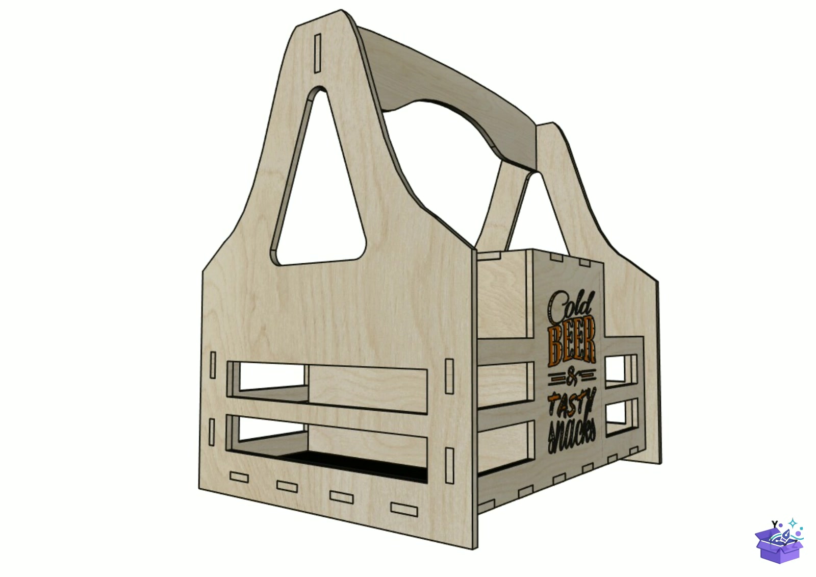 Lazer Kesim Şablon Portable Beer Kutu - Lazer Kesim ve Çizim Dosyası (SVG, DXF, EPS, PNG) - detaylı önizleme 3