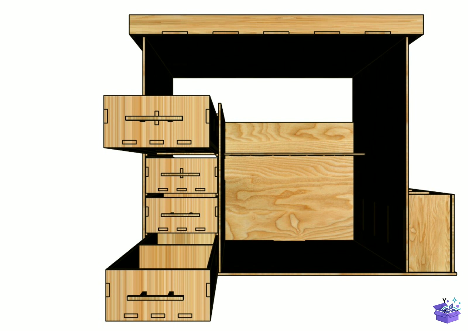 Lazer Kesim Tool Desk Organiser Craft Kutu - Lazer Kesim ve Çizim Dosyası (SVG, DXF, EPS, PNG) - detaylı önizleme 2