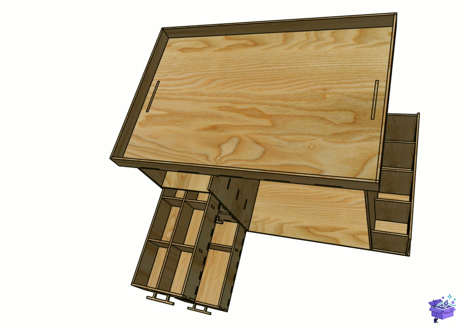 Lazer Kesim Tool Desk Organiser Craft Kutu - Lazer Kesim ve Çizim Dosyası (SVG, DXF, EPS, PNG) - detaylı önizleme 3