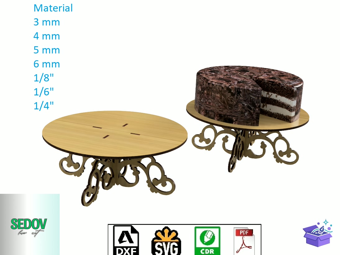 Lazer Kesim Decorative Cake Stand - Lazer Kesim ve Çizim Dosyası (SVG, DXF, EPS, PNG) - Lazer Kesim Dosyaları İndir (DXF, SVG, CDR)