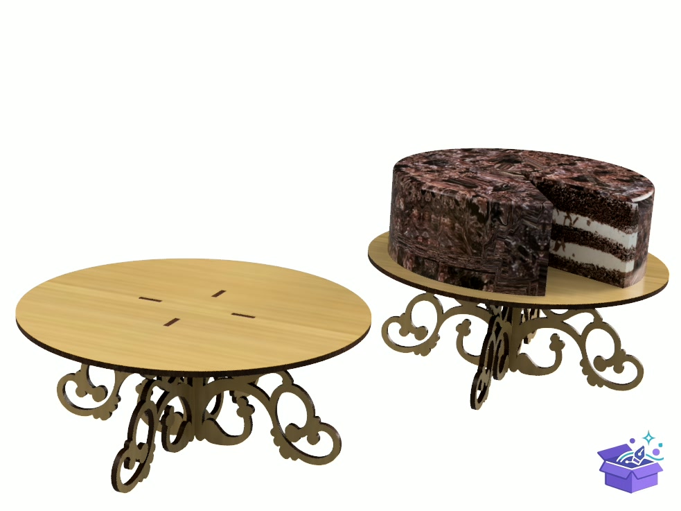 Lazer Kesim Decorative Cake Stand - Lazer Kesim ve Çizim Dosyası (SVG, DXF, EPS, PNG) - detaylı önizleme 2