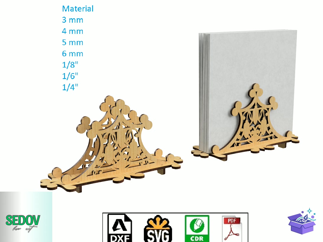 Lazer Kesim Napkin Tutucu With Desen - Lazer Kesim ve Çizim Dosyası (SVG, DXF, EPS, PNG) - detaylı önizleme 6