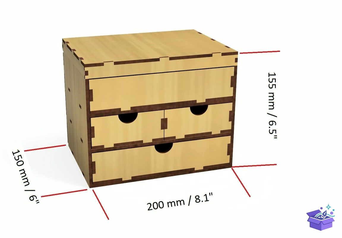 Lazer Kesim Organizer Takı Aksesuar Kutu Casket - Lazer Kesim ve Çizim Dosyası (SVG, DXF, EPS, PNG) - detaylı önizleme 2