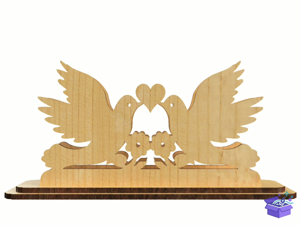 Lazer Kesim Two Dove Napkin Tutucu - Lazer Kesim ve Çizim Dosyası (SVG, DXF, EPS, PNG) - detaylı önizleme 3