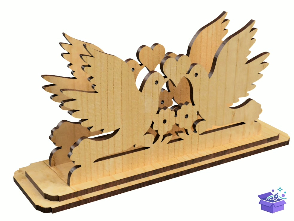 Lazer Kesim Two Dove Napkin Tutucu - Lazer Kesim ve Çizim Dosyası (SVG, DXF, EPS, PNG) - detaylı önizleme 4