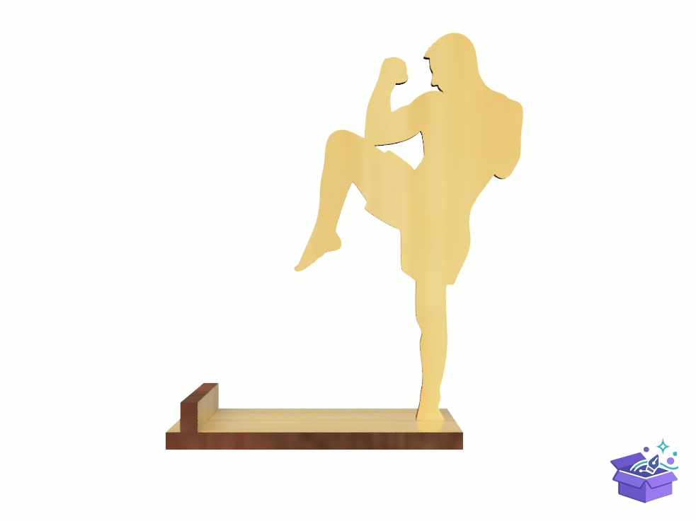 Lazer Kesim Telefon Standı Karate Pose - Lazer Kesim ve Çizim Dosyası (SVG, DXF, EPS, PNG) - detaylı önizleme 2
