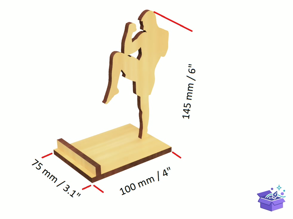 Lazer Kesim Telefon Standı Karate Pose - Lazer Kesim ve Çizim Dosyası (SVG, DXF, EPS, PNG) - detaylı önizleme 3