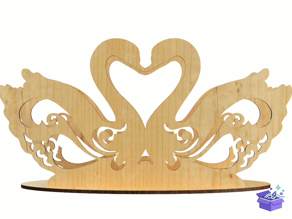 Lazer Kesim Napkin Tutucu Pair Of Swans - Lazer Kesim ve Çizim Dosyası (SVG, DXF, EPS, PNG) - detaylı önizleme 2