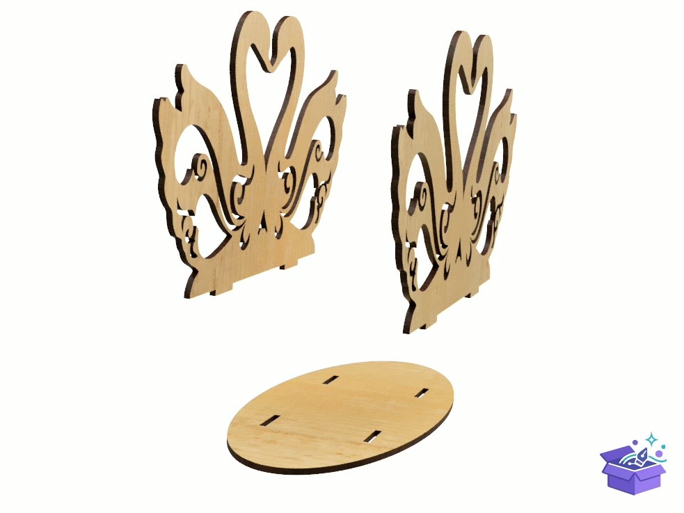 Lazer Kesim Napkin Tutucu Pair Of Swans - Lazer Kesim ve Çizim Dosyası (SVG, DXF, EPS, PNG) - detaylı önizleme 3