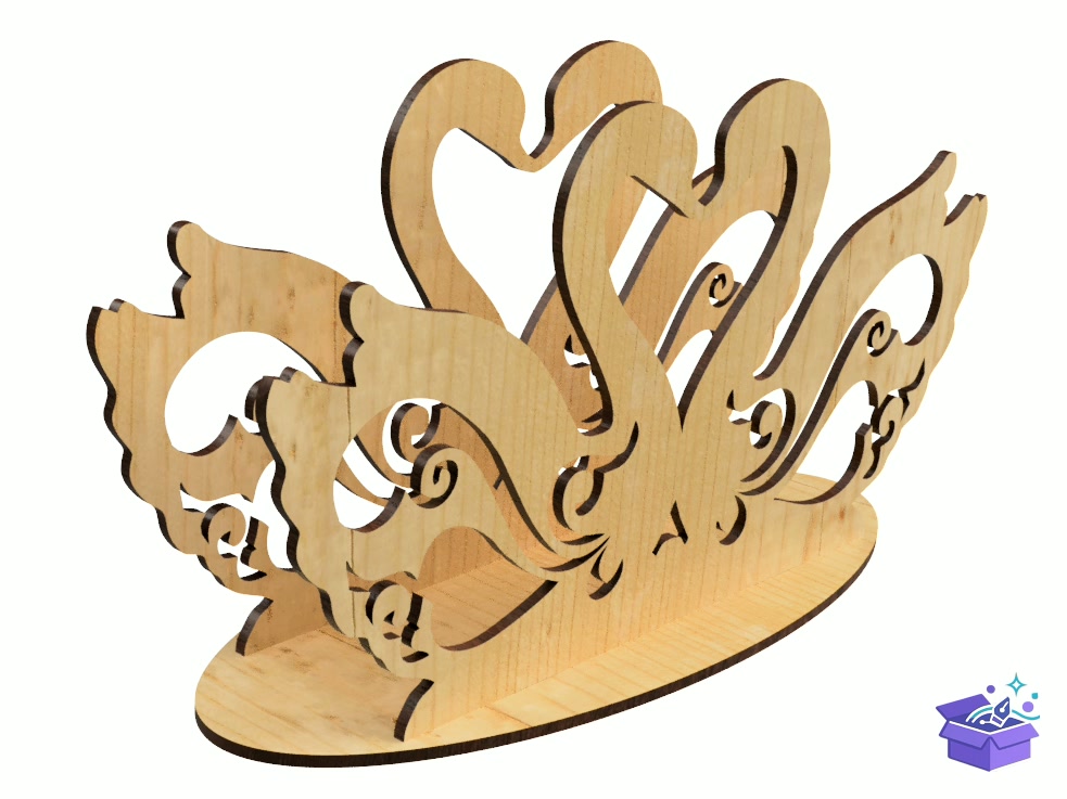 Lazer Kesim Napkin Tutucu Pair Of Swans - Lazer Kesim ve Çizim Dosyası (SVG, DXF, EPS, PNG) - detaylı önizleme 4
