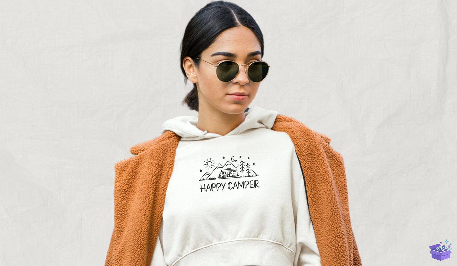 Happy Camper Mountain Scene - Makine Nakış Deseni (SVG, DXF, EPS, PNG) - detaylı önizleme 2