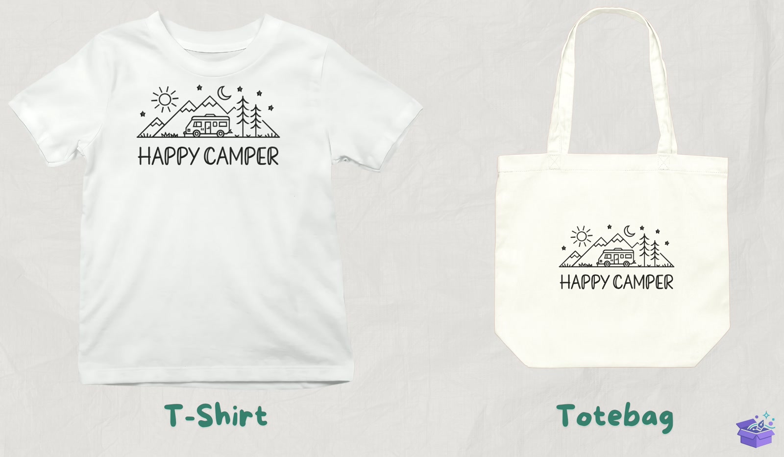 Happy Camper Mountain Scene - Makine Nakış Deseni (SVG, DXF, EPS, PNG) - detaylı önizleme 3