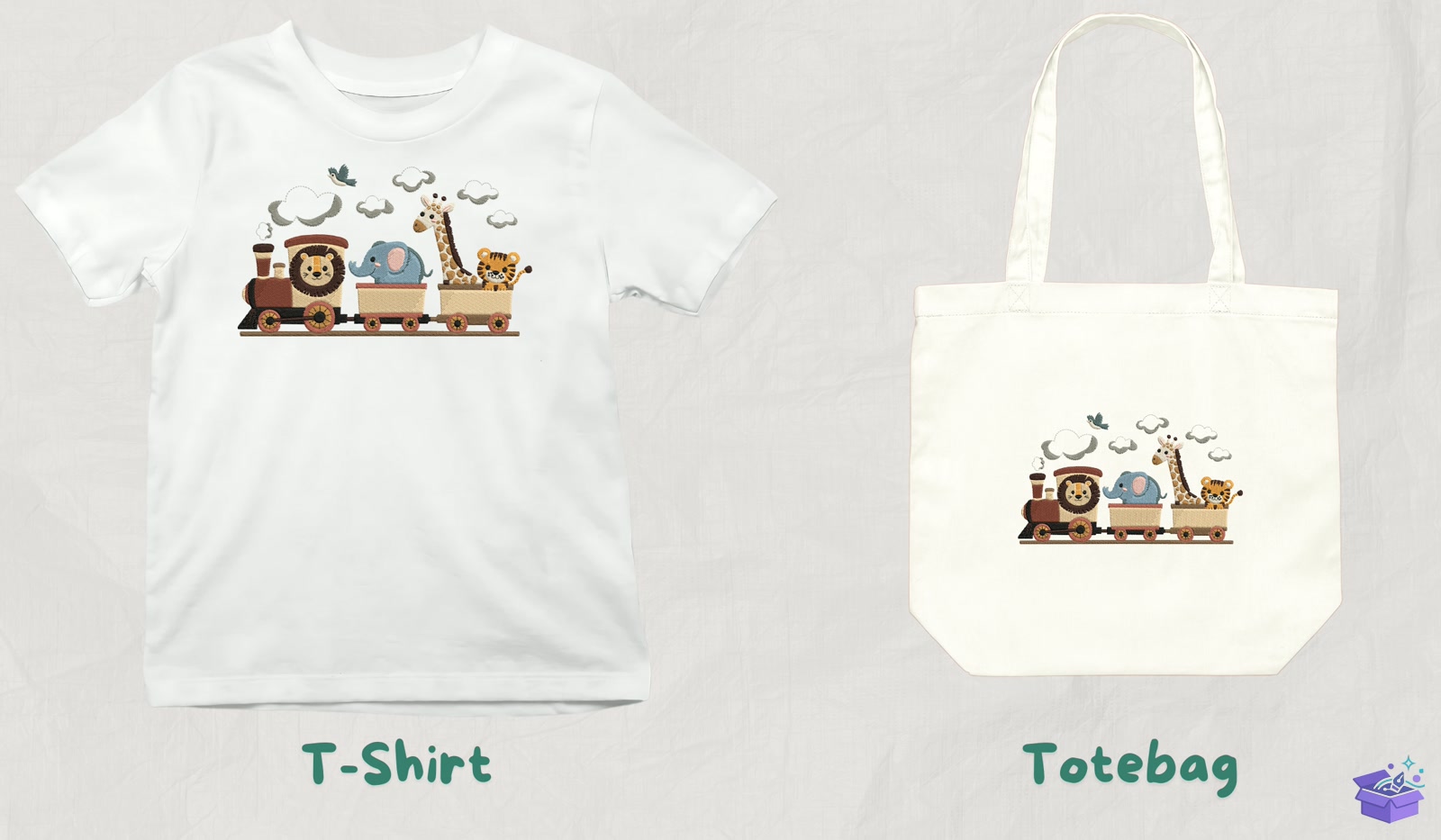 Adorable Safari Animal Train - Makine Nakış Deseni (SVG, DXF, EPS, PNG) - detaylı önizleme 3