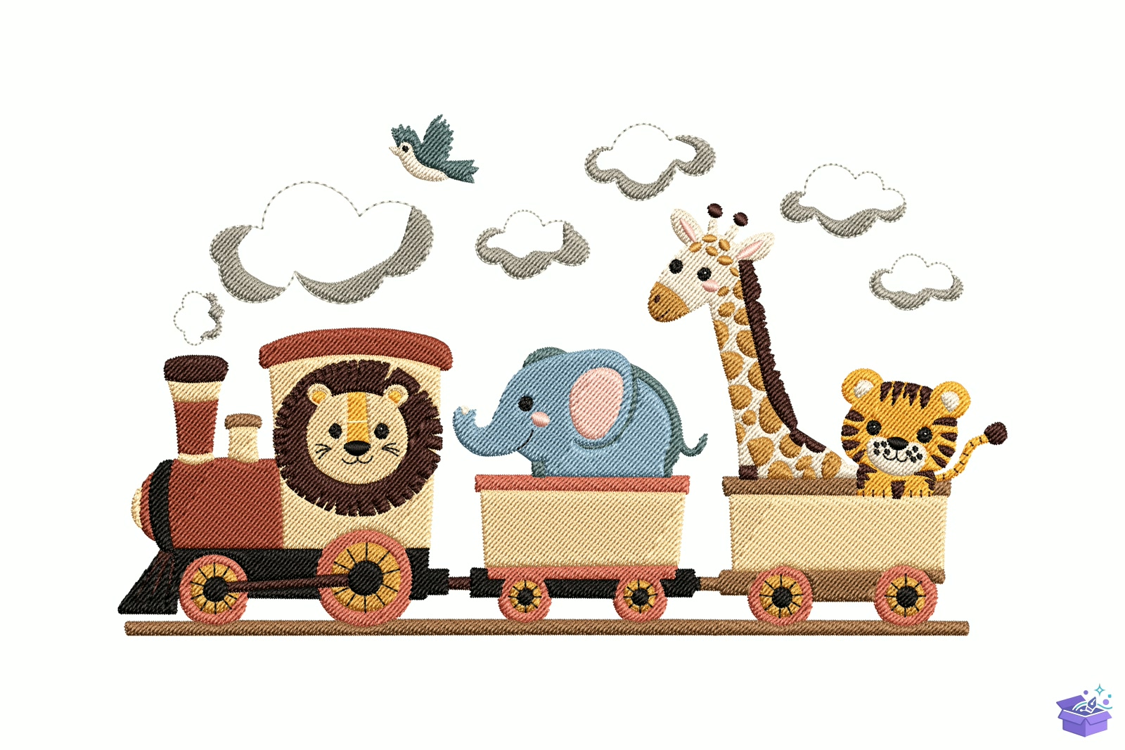 Adorable Safari Animal Train - Makine Nakış Deseni (SVG, DXF, EPS, PNG) - detaylı önizleme 5