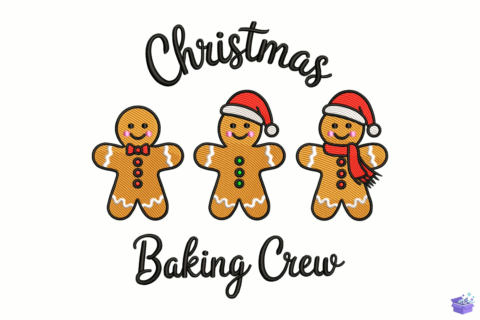Gingerbread Trio - Makine Nakış Deseni (SVG, DXF, EPS, PNG) - Nakış Desenleri İndir (DXF, SVG, EPS)