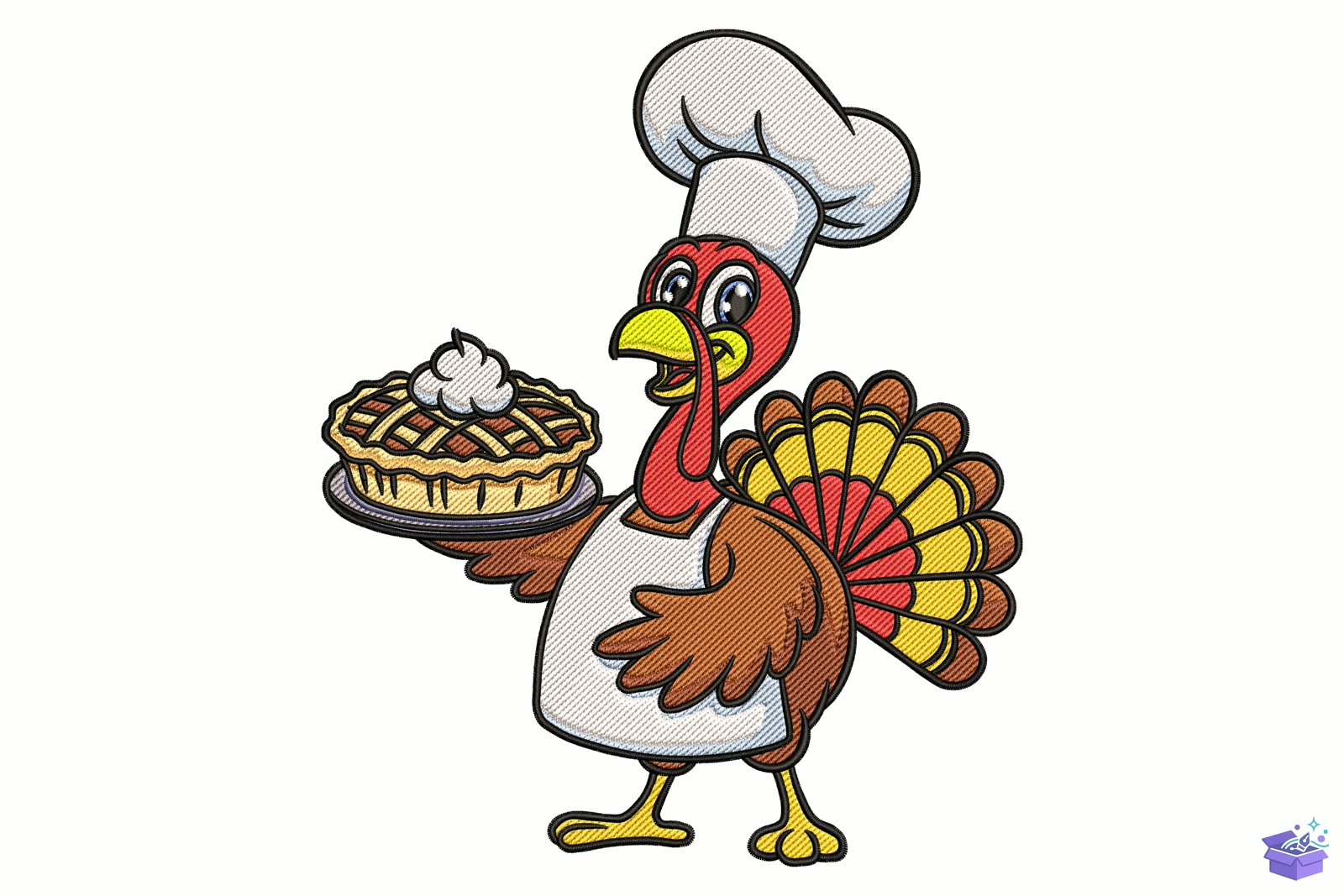 Thanksgiving Turkey Chef - Makine Nakış Deseni (SVG, DXF, EPS, PNG) - Nakış Desenleri İndir (DXF, SVG, EPS)