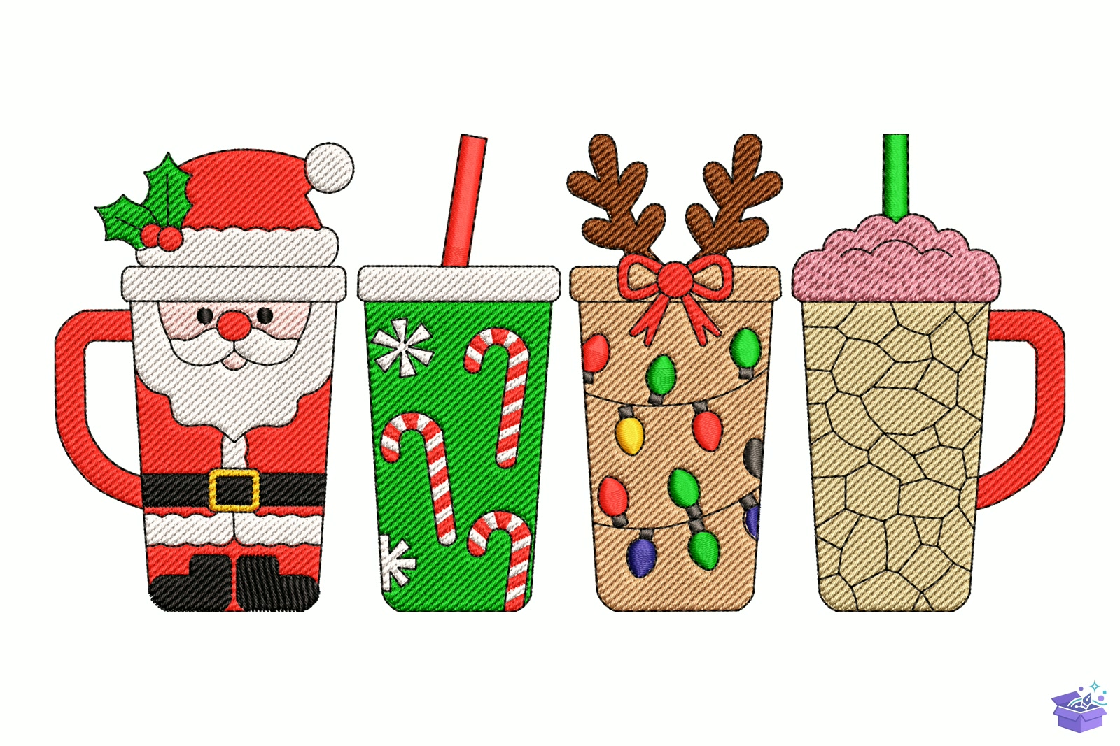 Yılbaşı Coffee Cocoa Crew - Makine Nakış Deseni (SVG, DXF, EPS, PNG) - Nakış Desenleri İndir (DXF, SVG, EPS)