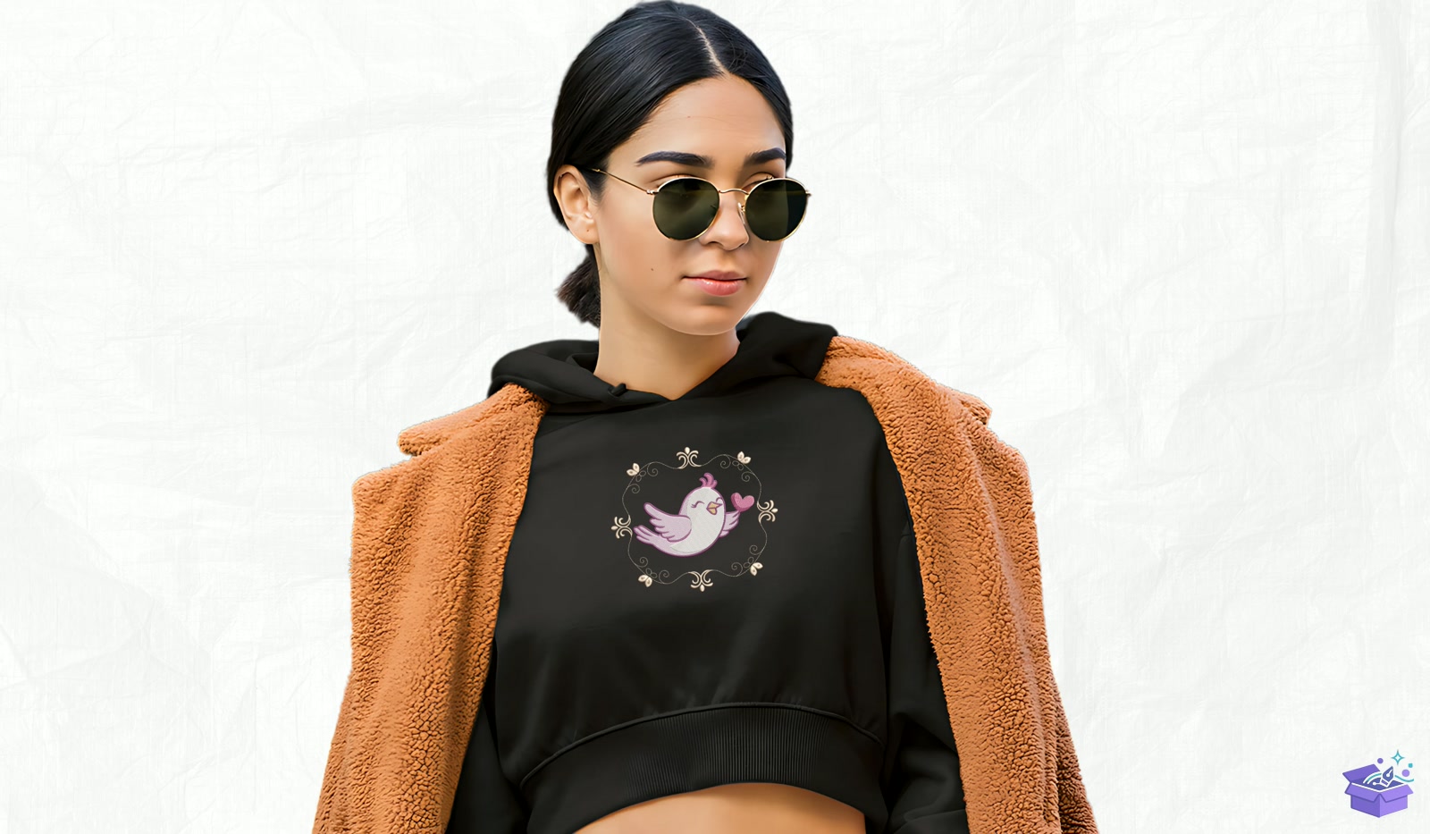 Kuş Figürü With Kalp Temalı - Makine Nakış Deseni (SVG, DXF, EPS, PNG) - detaylı önizleme 2