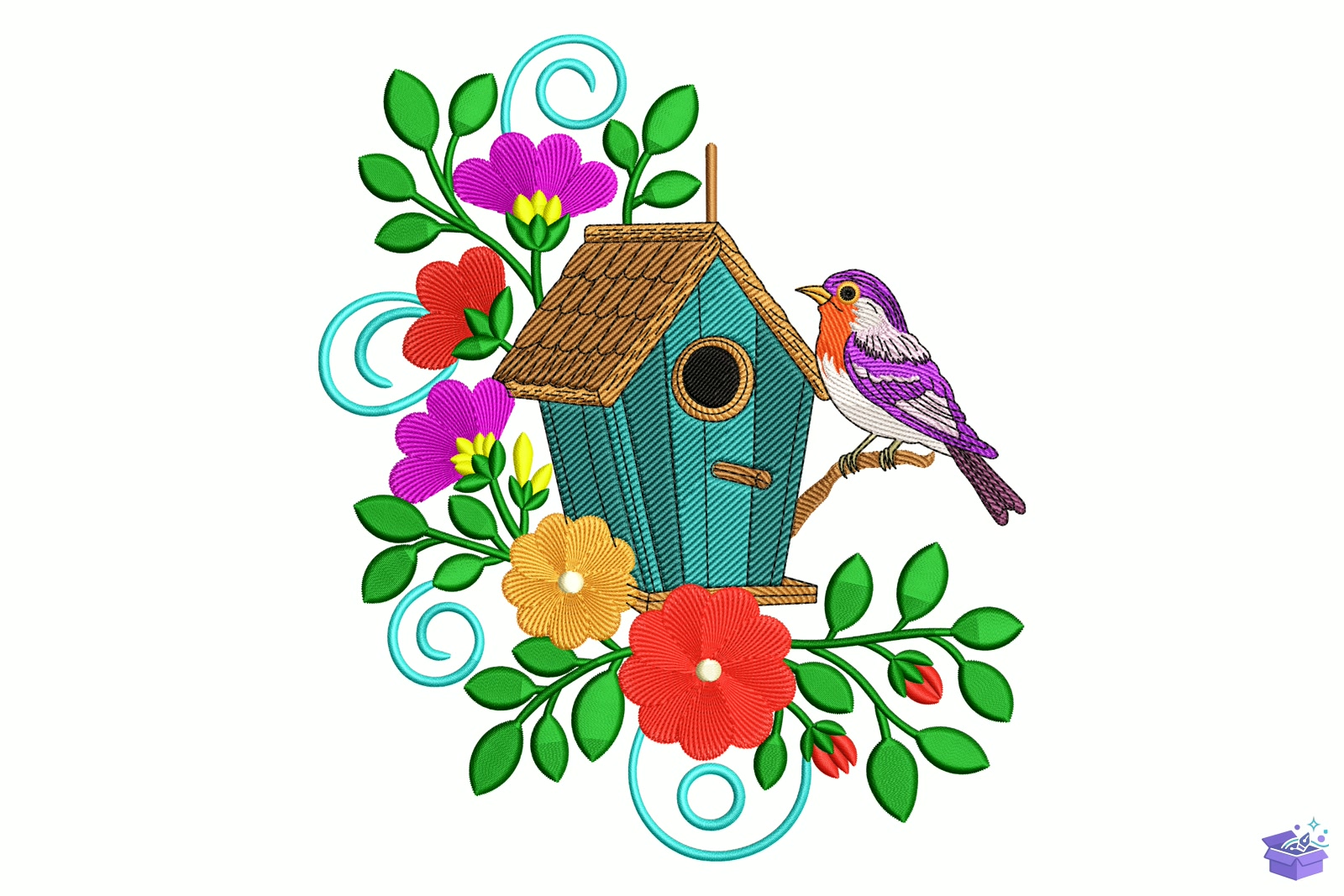 Kuş Figürü House - Makine Nakış Deseni (SVG, DXF, EPS, PNG) - detaylı önizleme 5
