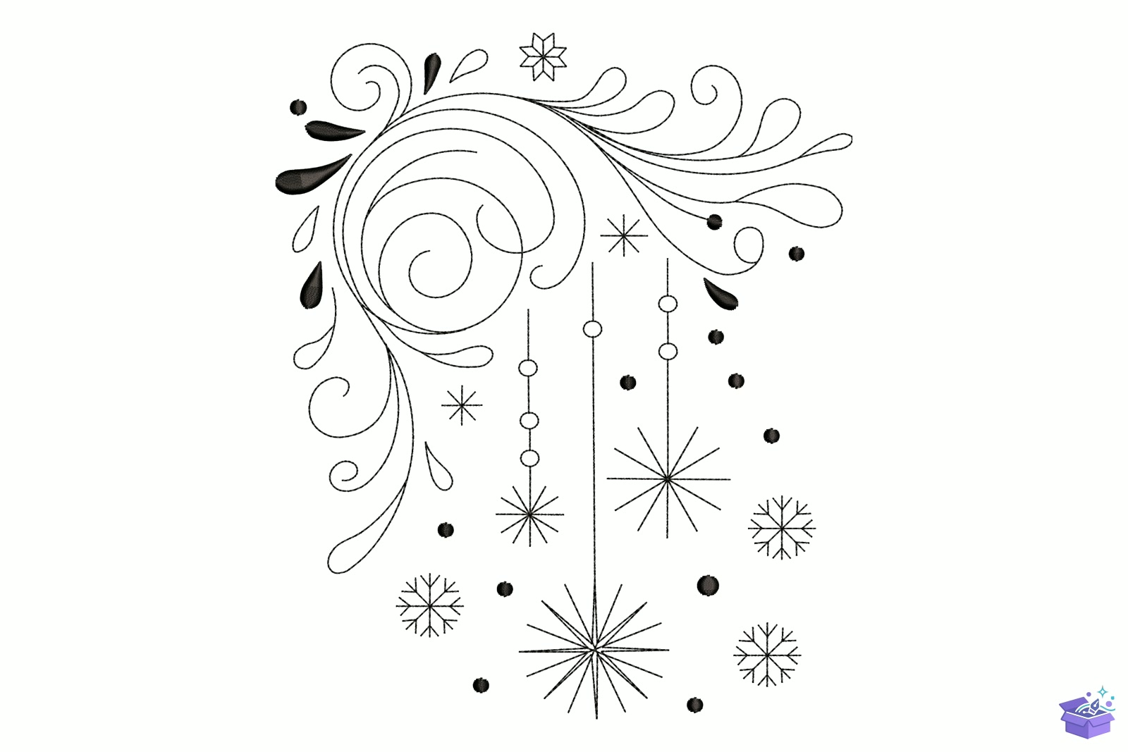 Süs Outline - Makine Nakış Deseni (SVG, DXF, EPS, PNG) - detaylı önizleme 5