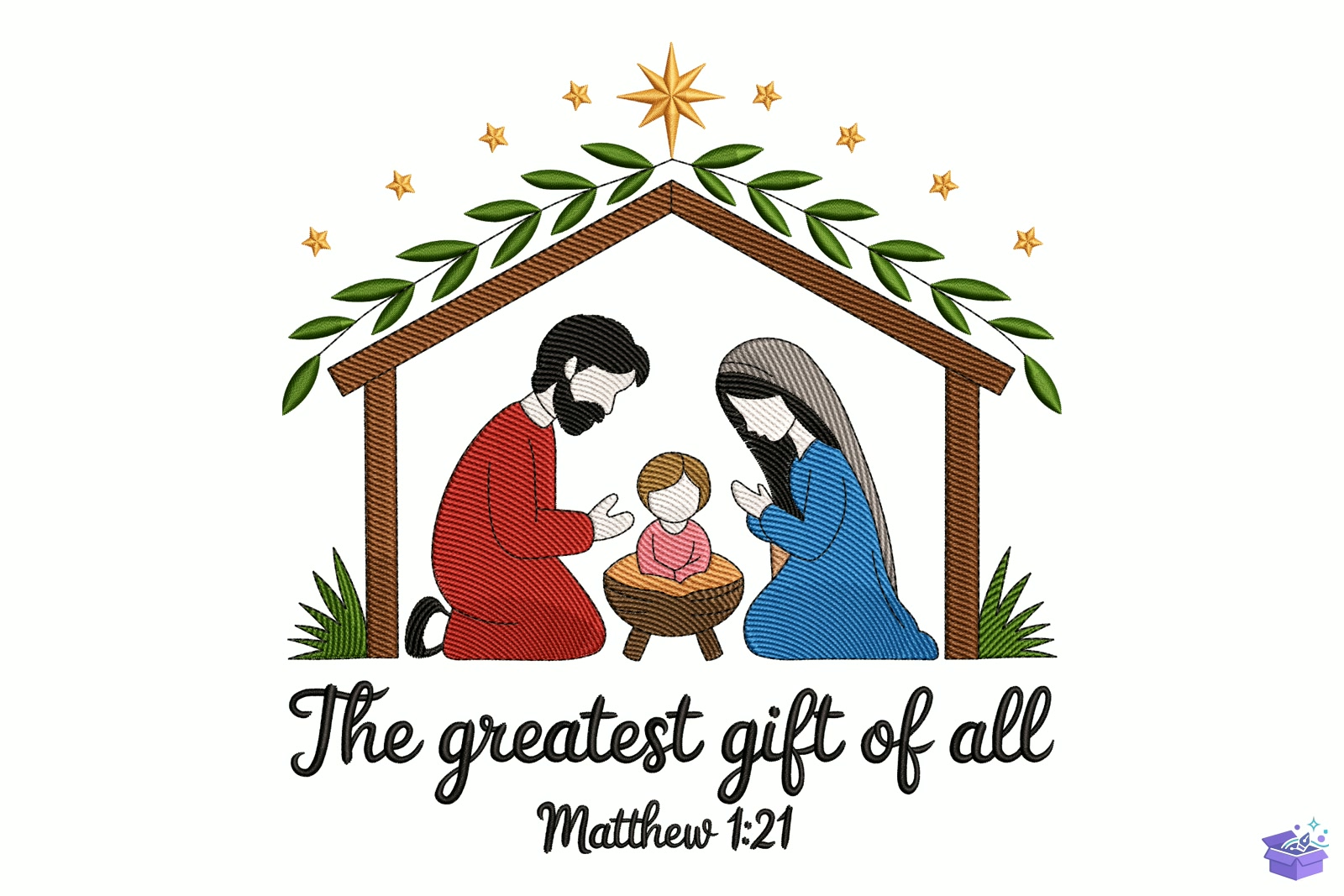 Yılbaşı Nativity - Makine Nakış Deseni (SVG, DXF, EPS, PNG) - detaylı önizleme 5