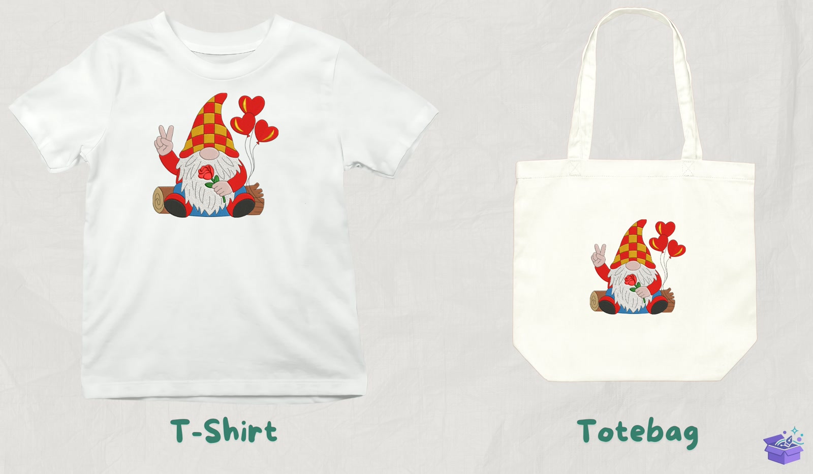 Valentine Gnome - Makine Nakış Deseni (SVG, DXF, EPS, PNG) - detaylı önizleme 3