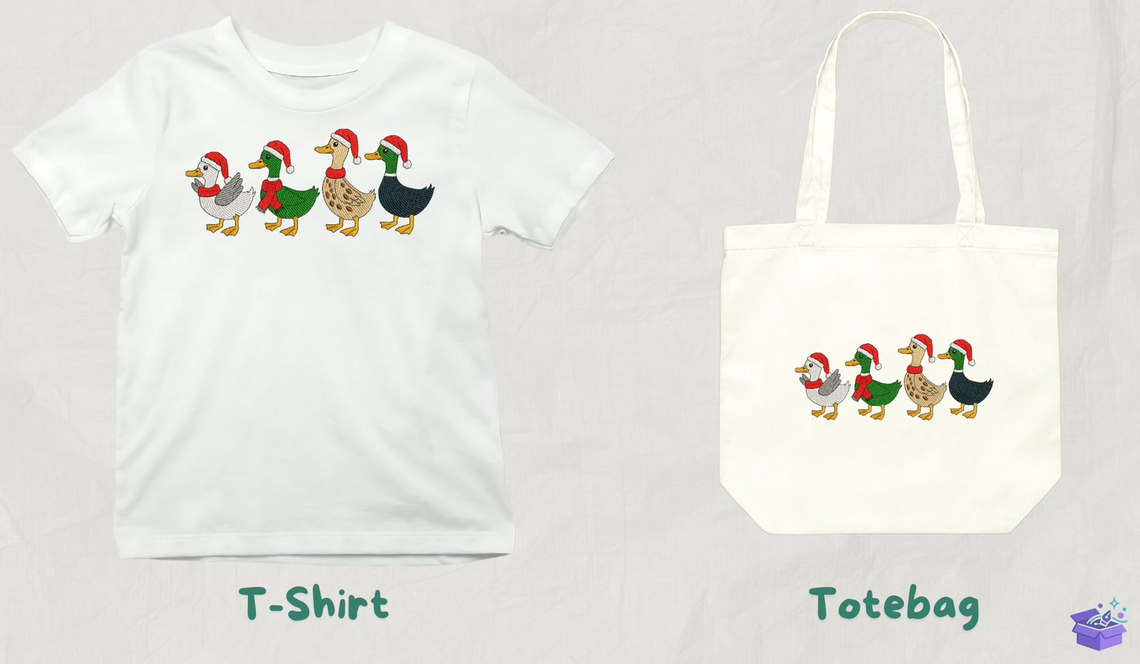Santa Hat Ducks - Makine Nakış Deseni (SVG, DXF, EPS, PNG) - detaylı önizleme 3