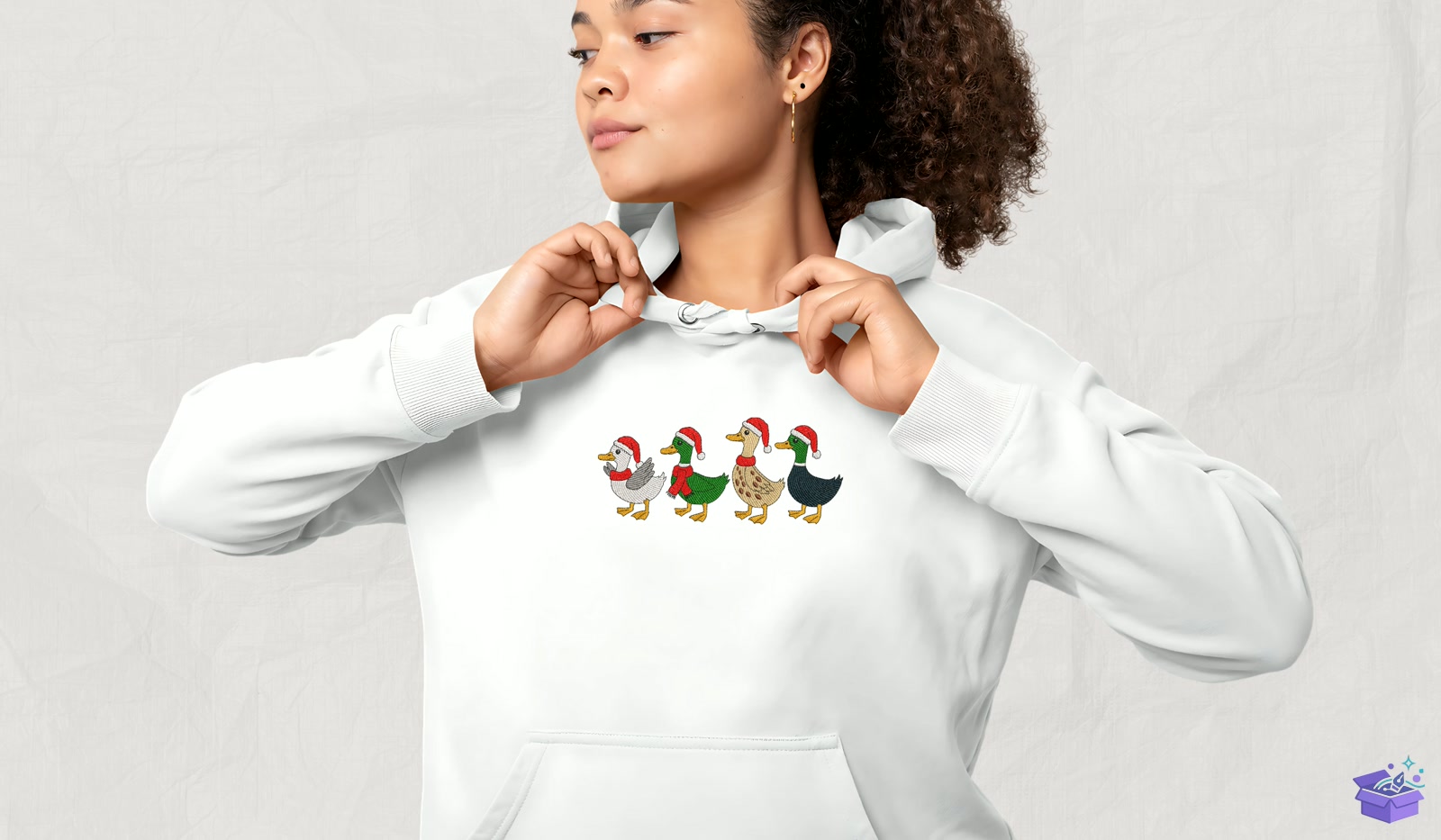 Santa Hat Ducks - Makine Nakış Deseni (SVG, DXF, EPS, PNG) - detaylı önizleme 4