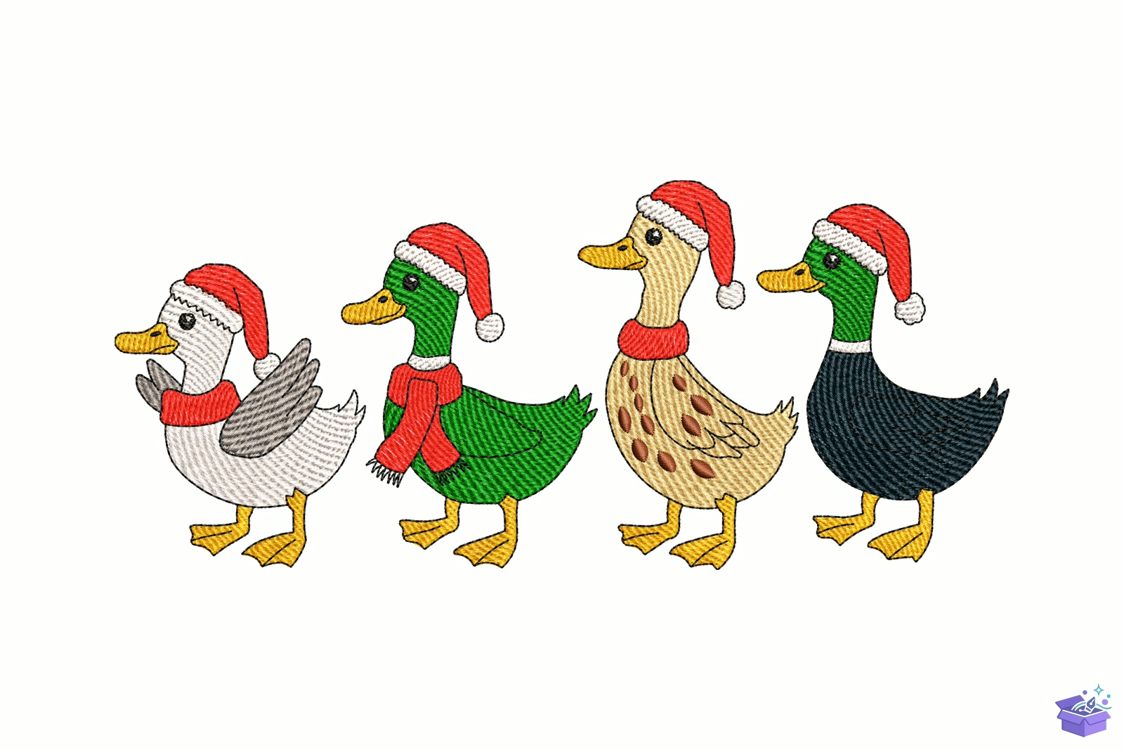 Santa Hat Ducks - Makine Nakış Deseni (SVG, DXF, EPS, PNG) - detaylı önizleme 5