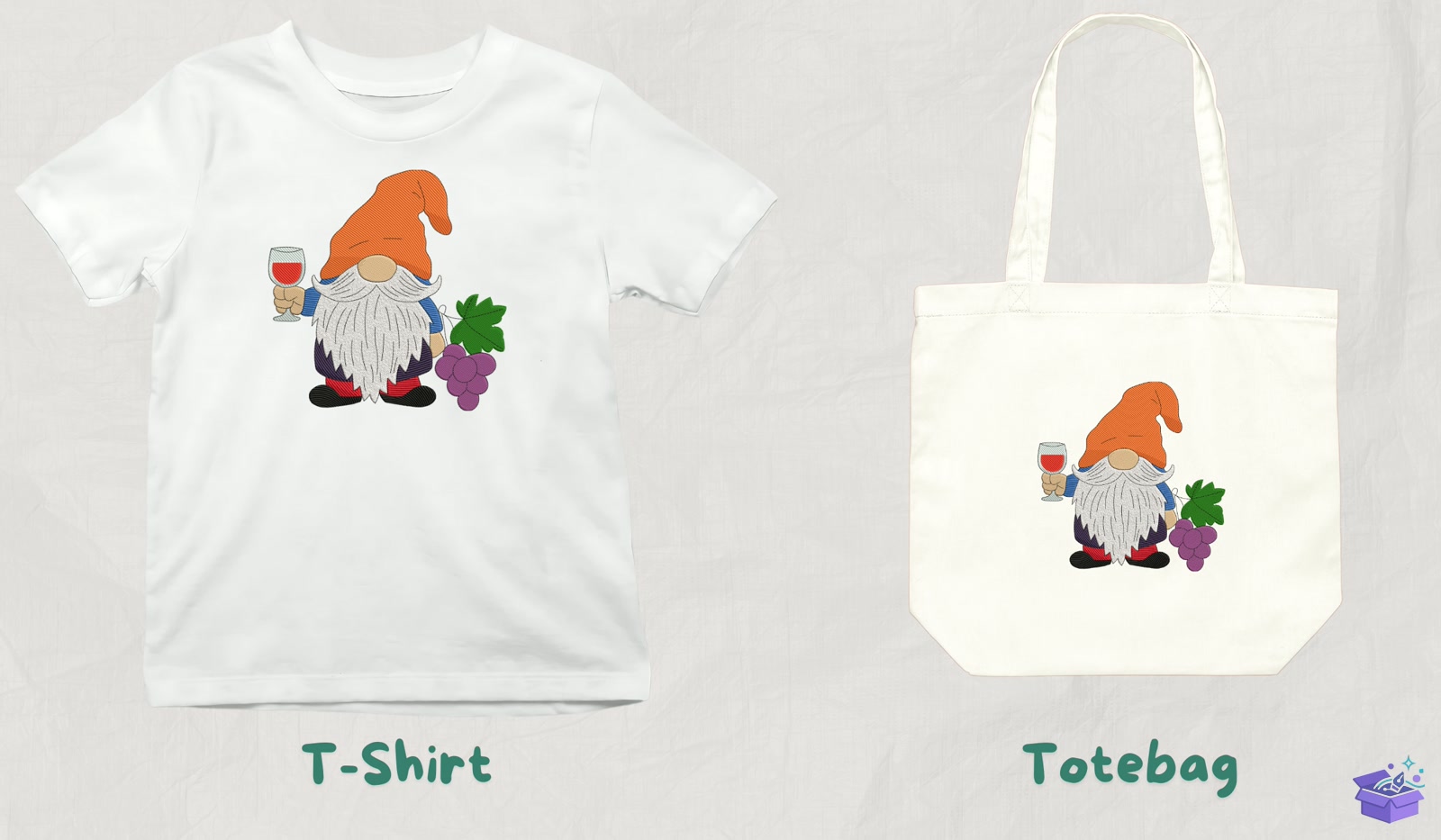 Vineyard Gnome - Makine Nakış Deseni (SVG, DXF, EPS, PNG) - detaylı önizleme 3