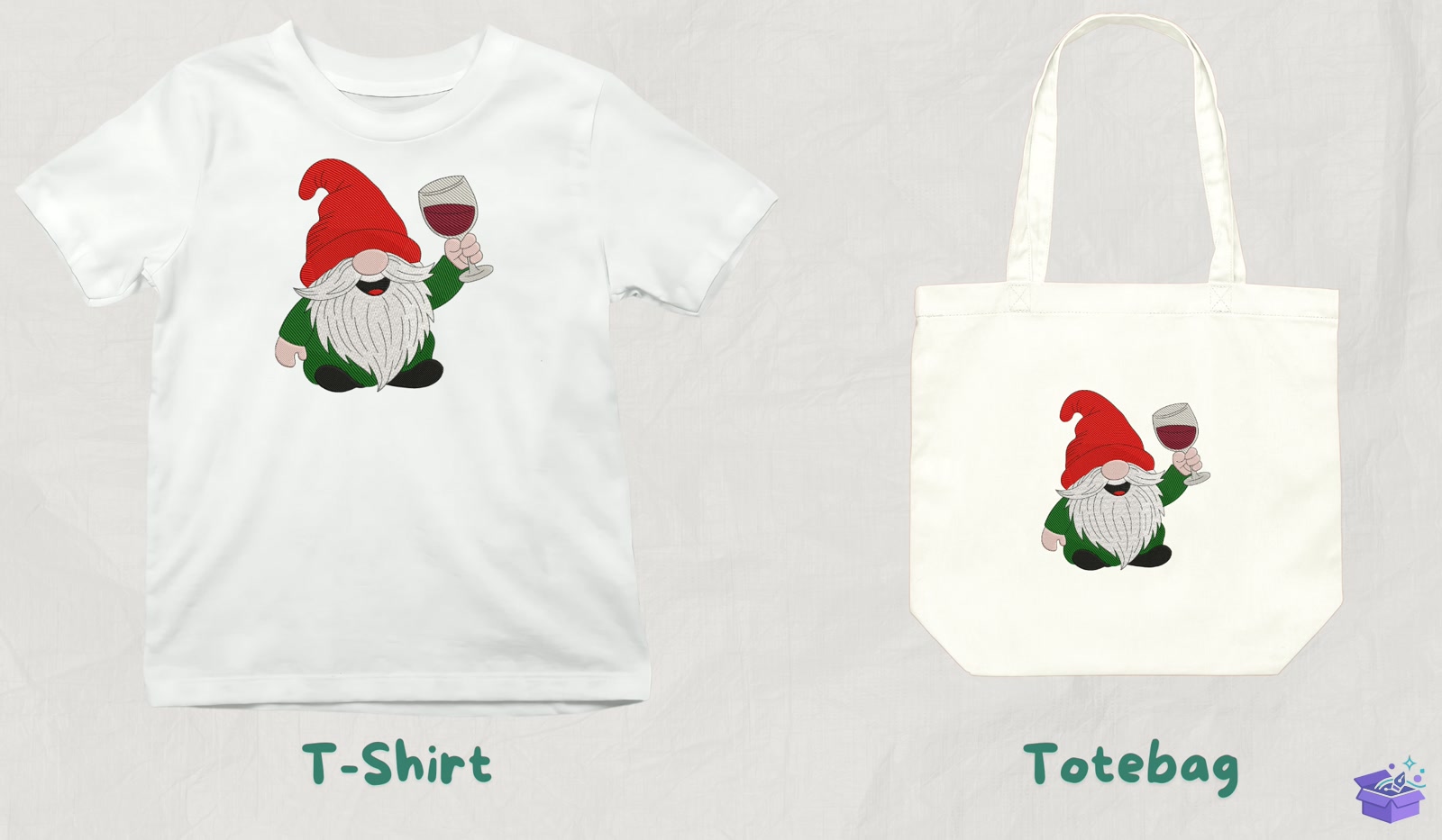Wine Lover Gnome - Makine Nakış Deseni (SVG, DXF, EPS, PNG) - detaylı önizleme 3