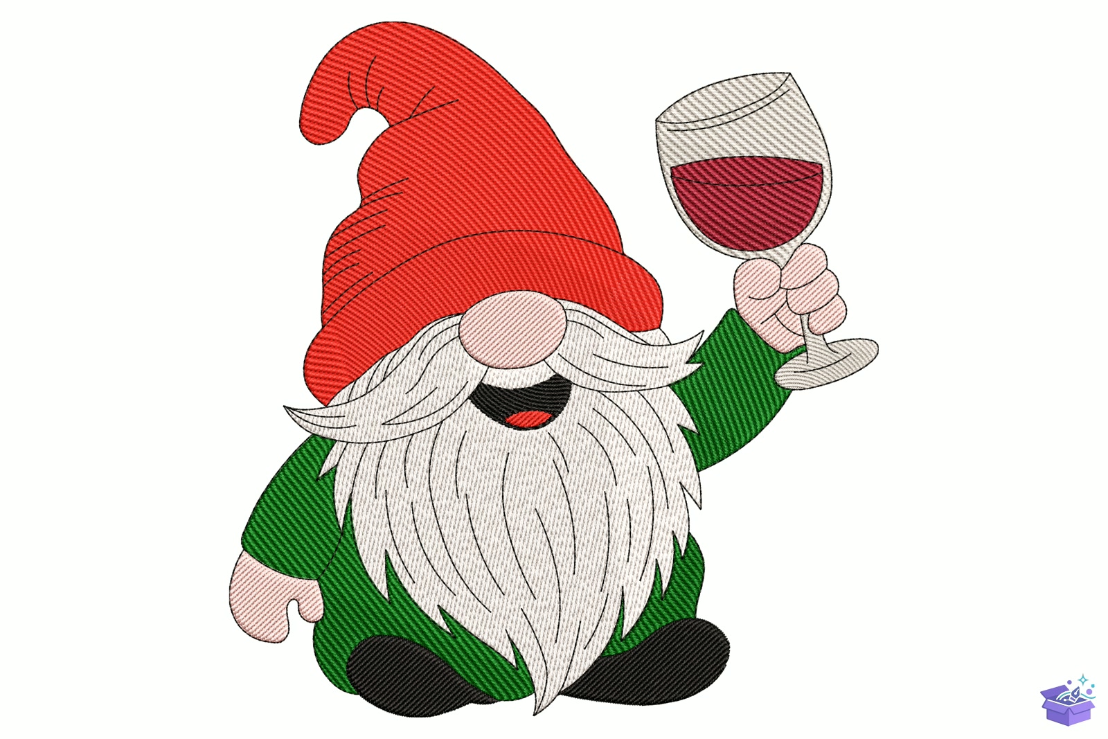 Wine Lover Gnome - Makine Nakış Deseni (SVG, DXF, EPS, PNG) - detaylı önizleme 5