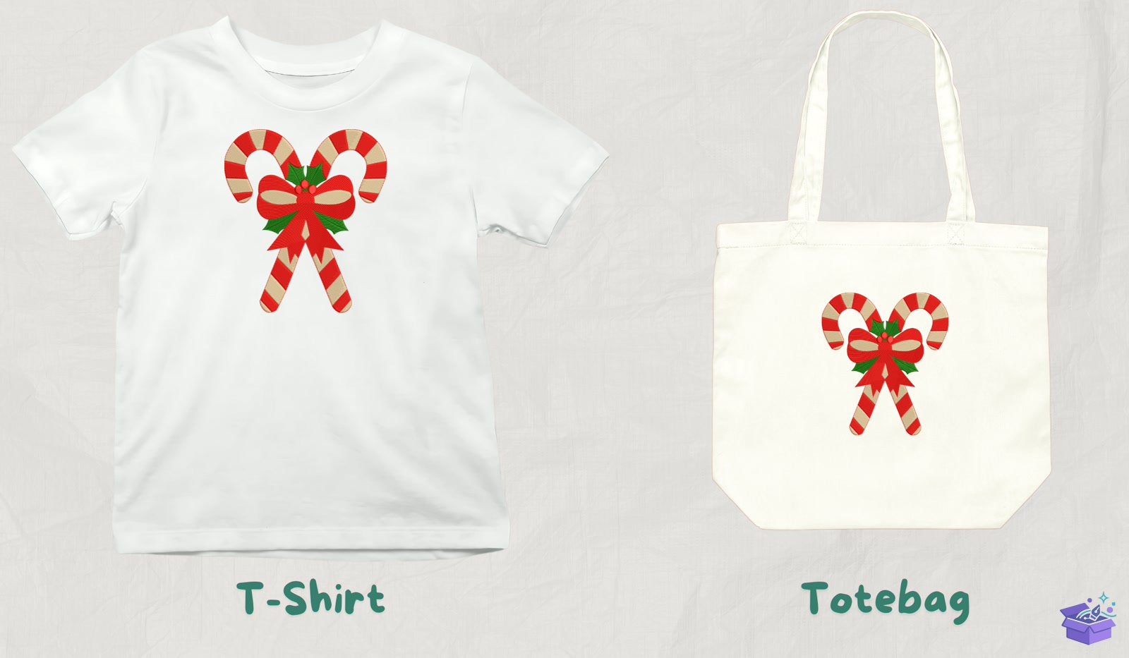 Candy Cane Bow - Makine Nakış Deseni (SVG, DXF, EPS, PNG) - detaylı önizleme 3