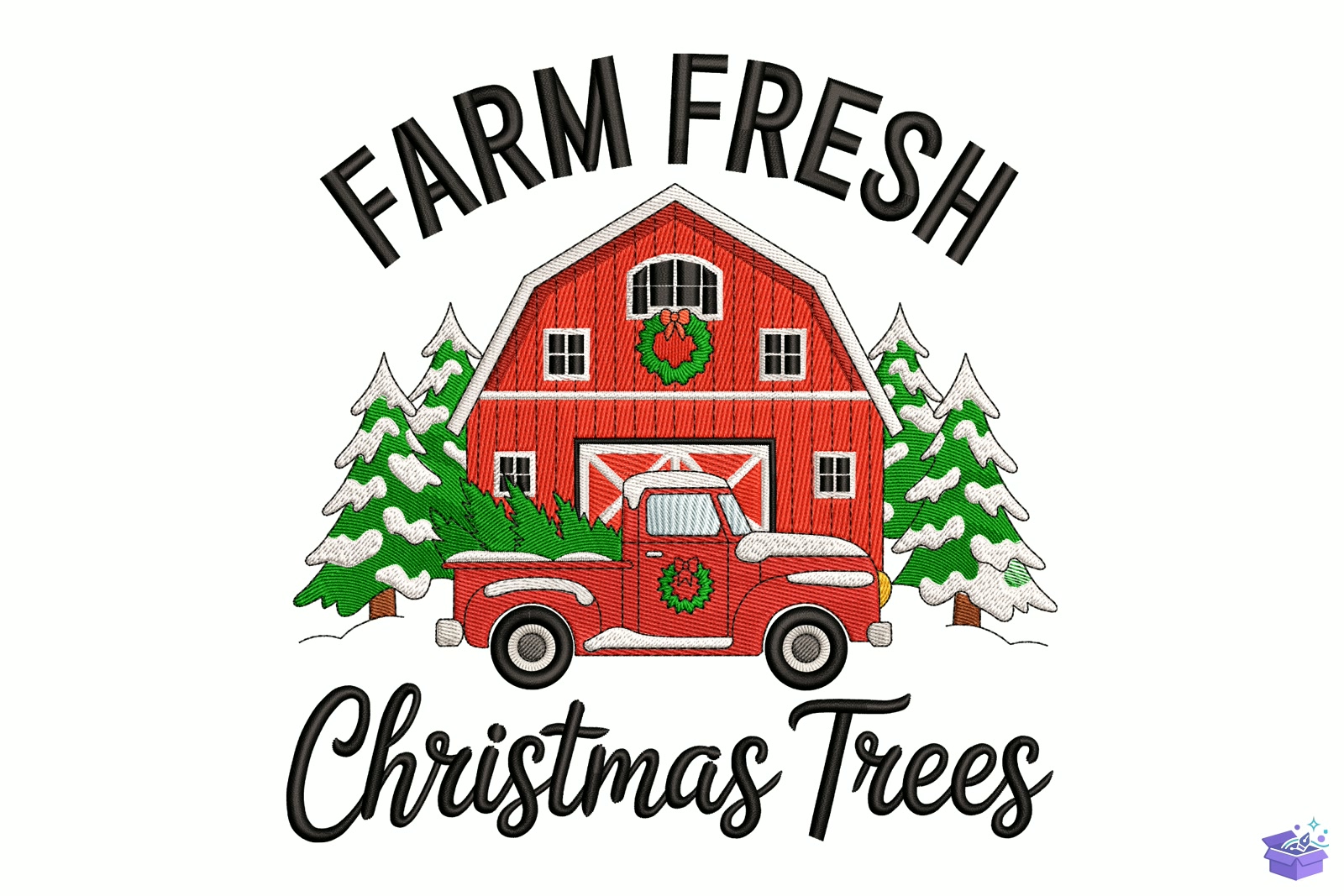 Farm Fresh Yılbaşı - Makine Nakış Deseni (SVG, DXF, EPS, PNG) - Nakış Desenleri İndir (DXF, SVG, EPS)