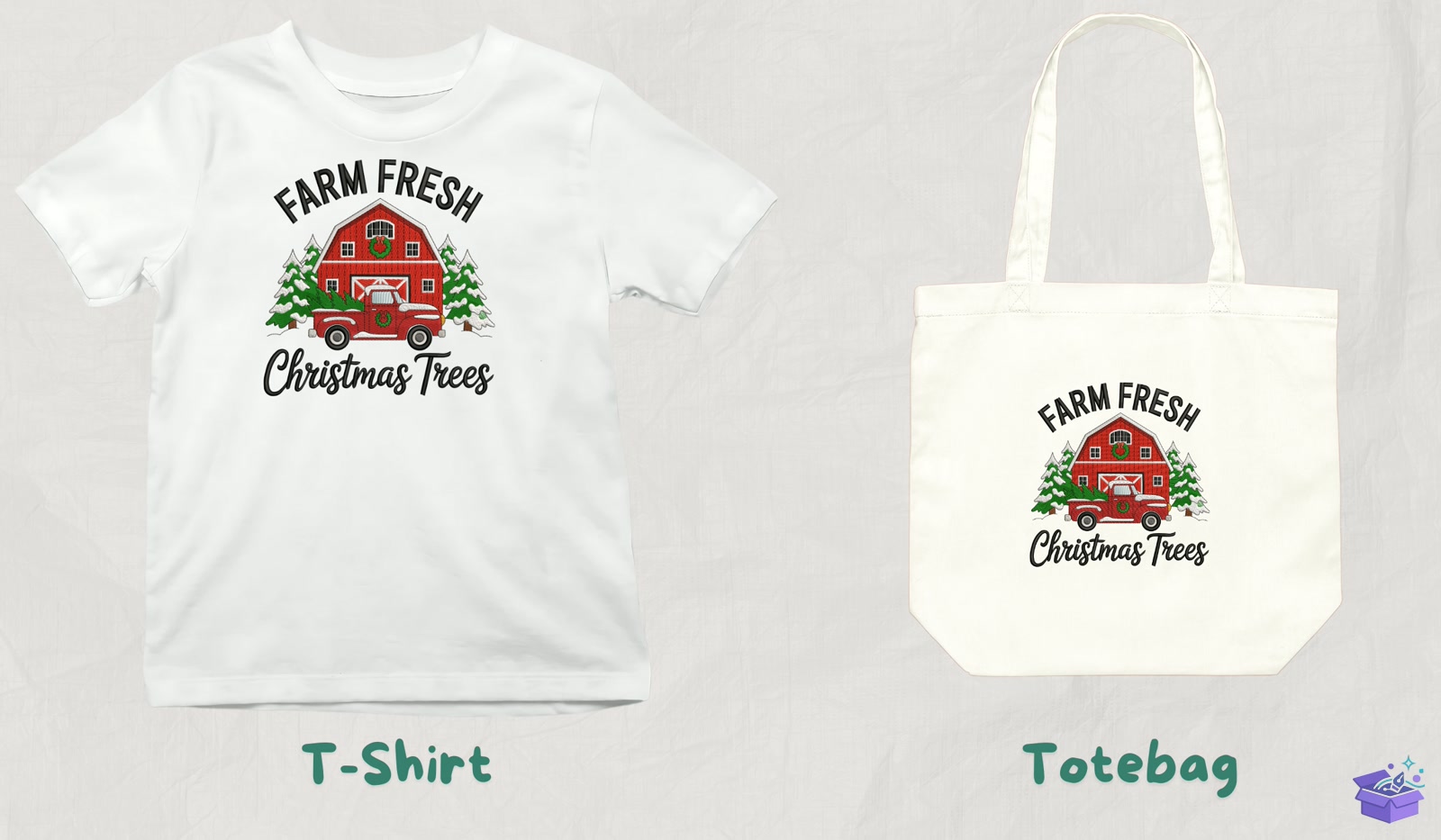 Farm Fresh Yılbaşı - Makine Nakış Deseni (SVG, DXF, EPS, PNG) - detaylı önizleme 3
