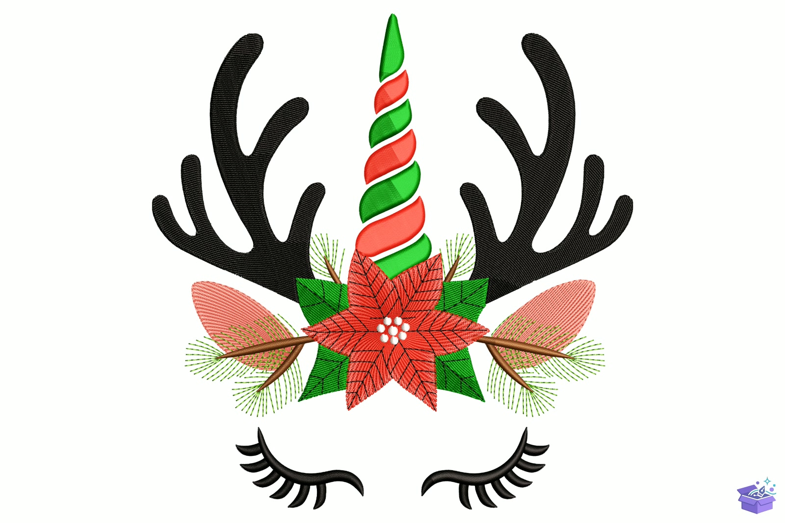 Yılbaşı Unicorn - Makine Nakış Deseni (SVG, DXF, EPS, PNG) - Nakış Desenleri İndir (DXF, SVG, EPS)