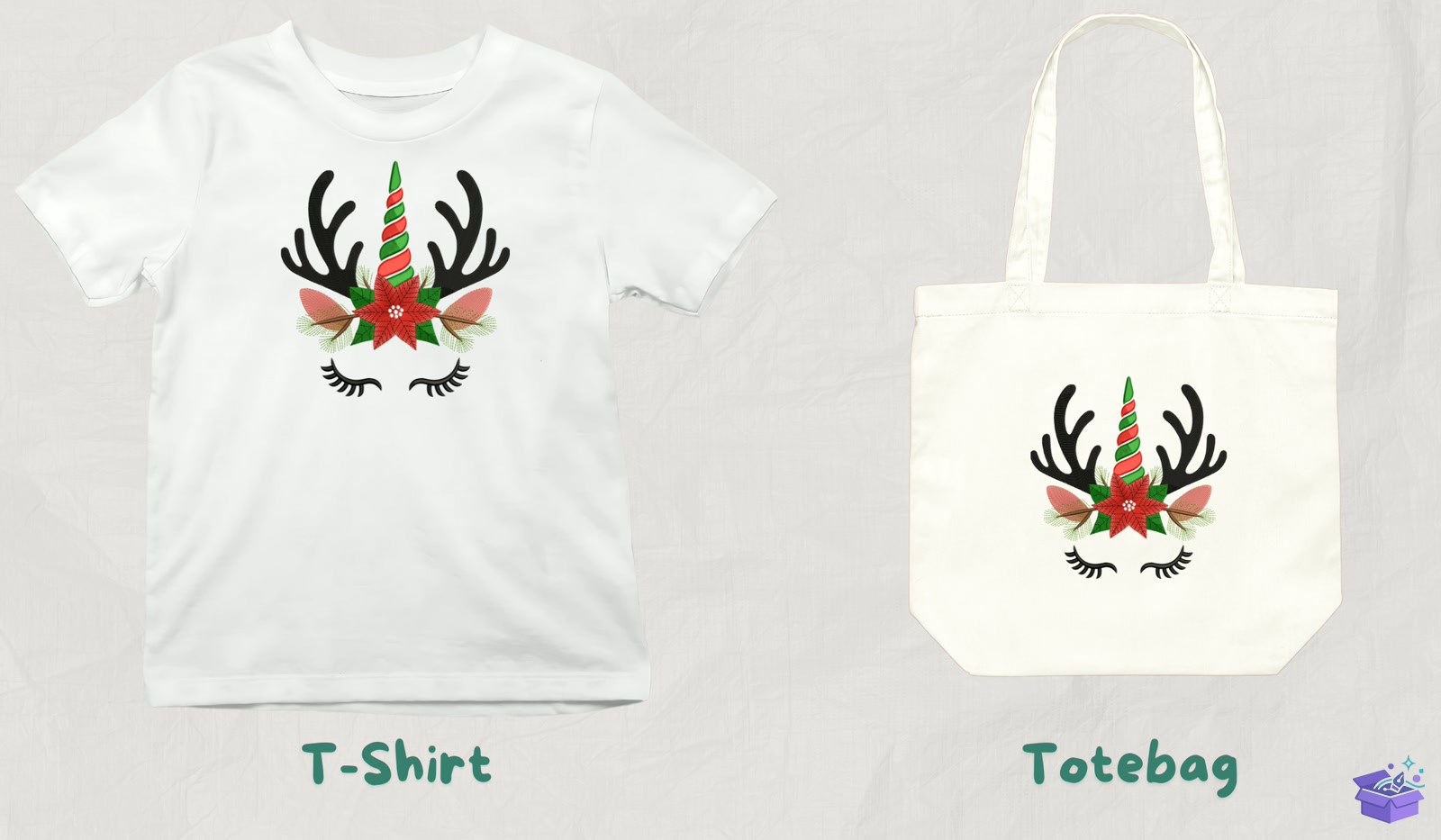 Yılbaşı Unicorn - Makine Nakış Deseni (SVG, DXF, EPS, PNG) - detaylı önizleme 3