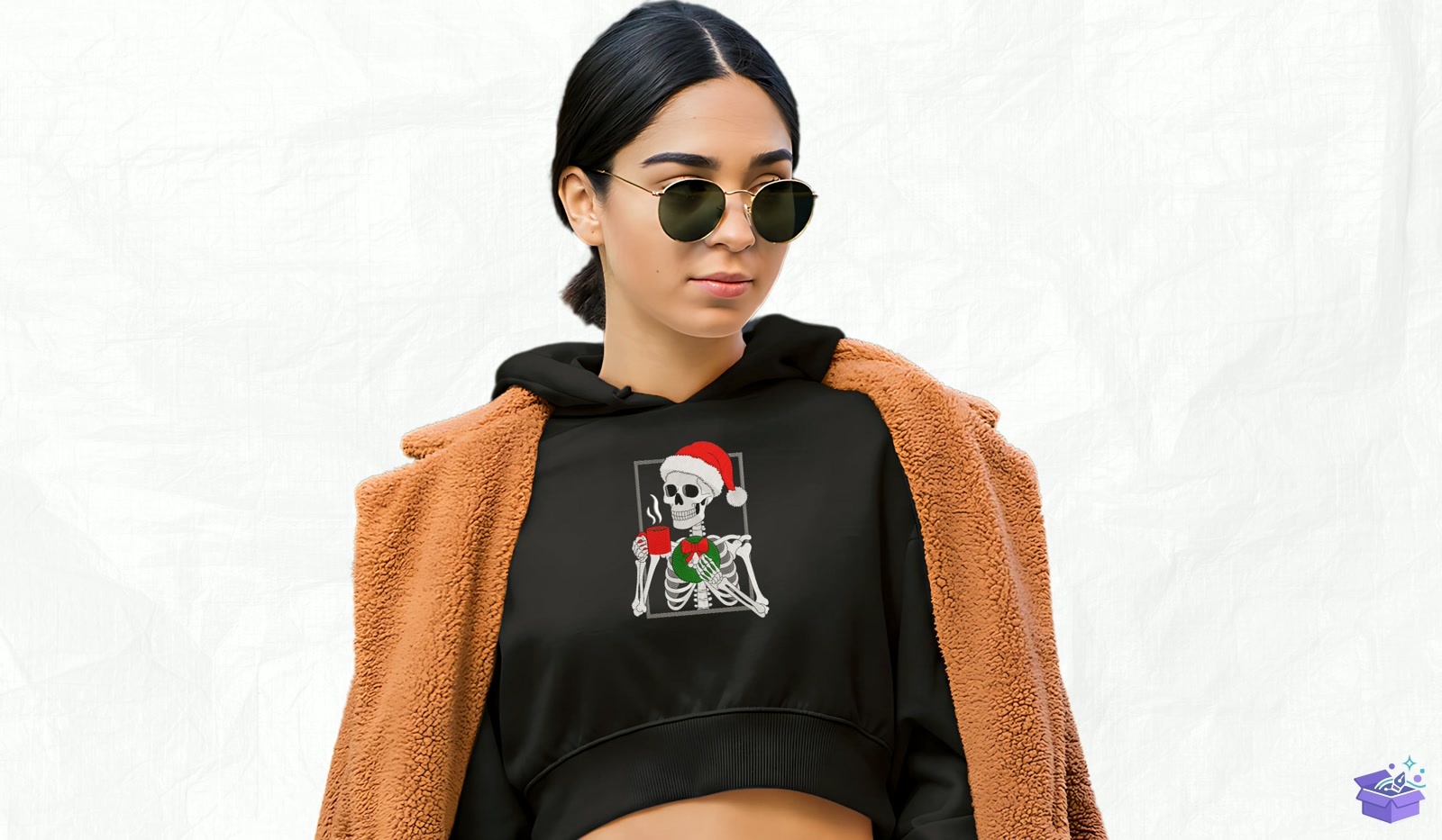 Santa Hat Skeleton - Makine Nakış Deseni (SVG, DXF, EPS, PNG) - detaylı önizleme 2