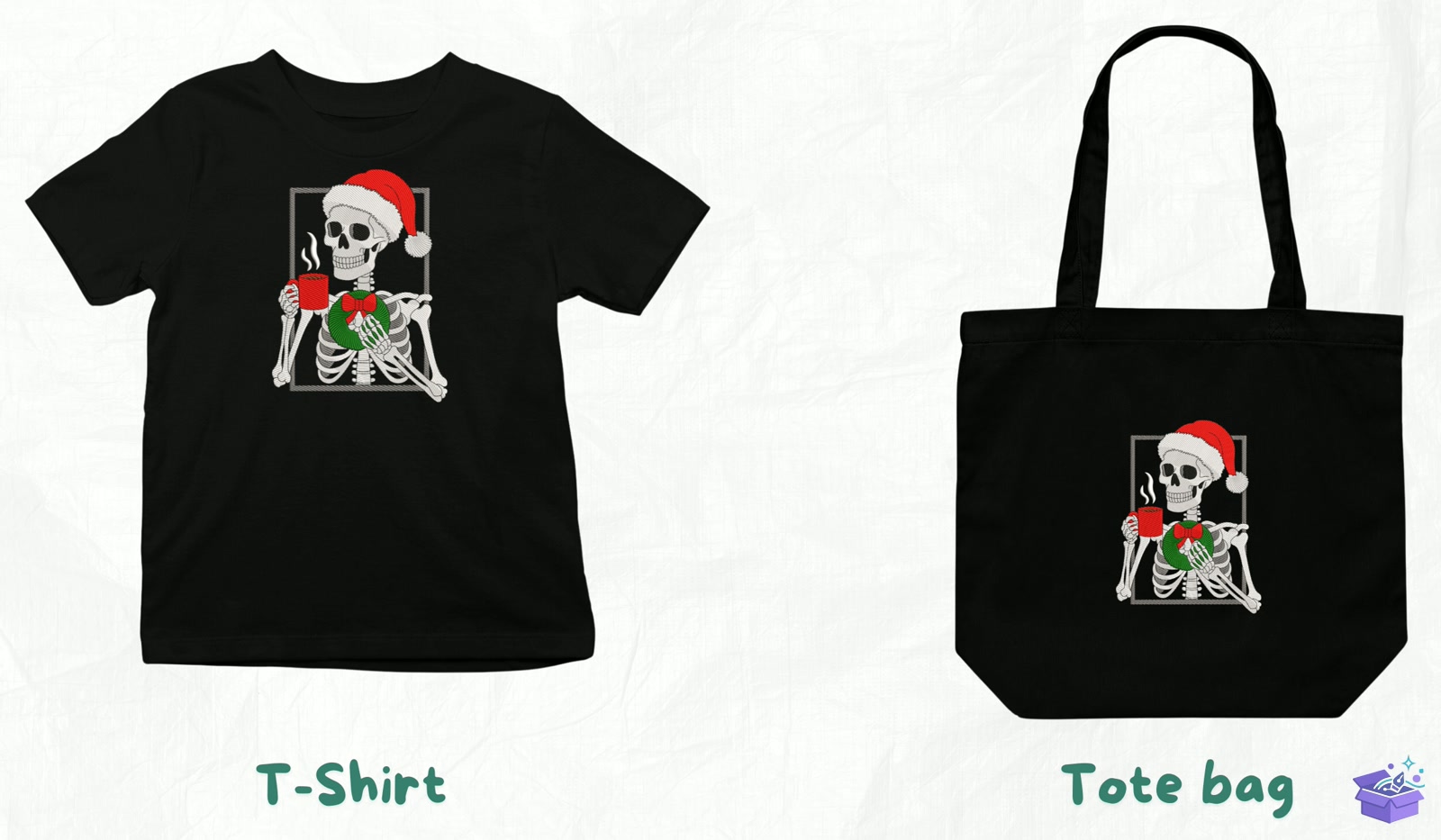 Santa Hat Skeleton - Makine Nakış Deseni (SVG, DXF, EPS, PNG) - detaylı önizleme 3