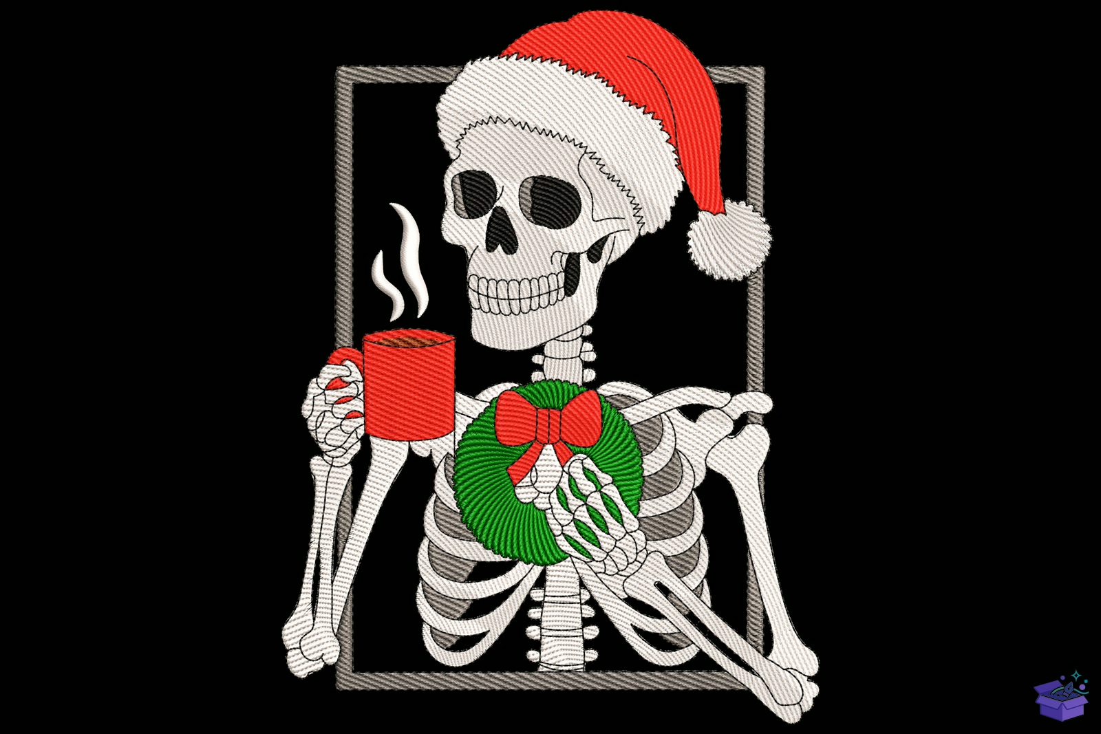 Santa Hat Skeleton - Makine Nakış Deseni (SVG, DXF, EPS, PNG) - detaylı önizleme 5